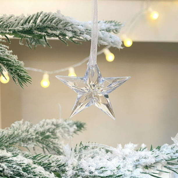 Adornos navideños, adornos navideños, regalos navideños, copo de nieve transparente de acrílico, pentáculo, estrella, barra de hielo, árbol de Navidad, copo de nieve, decoración, colgante, acrílico, á