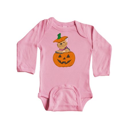 

Inktastic Halloween French Bulldog in Pumpkin Gift Baby Boy or Baby Girl Long Sleeve Bodysuit