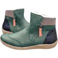 thumbnail image 4 of Babysbule Boots for Women Winter Women's Vintage Splicing Round Toe Plus Velvet Zip Up Short Naked Shoes, 4 of 4