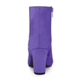 thumbnail image 2 of BLISSFUL STEP Women's Side Zipper Block Heel Ankle Boots Purple 8, 2 of 8