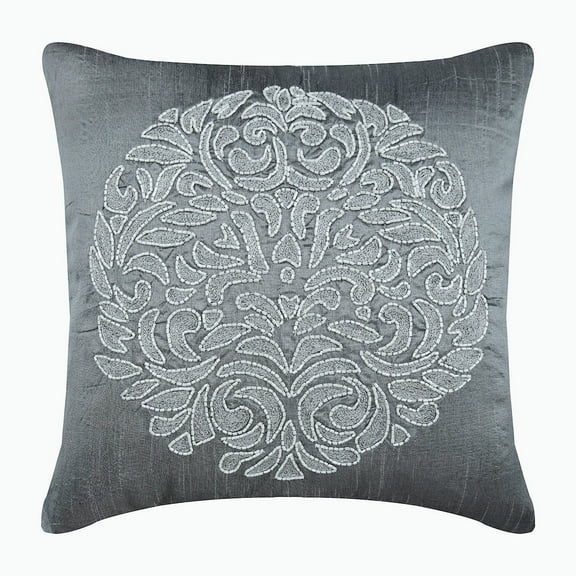 Throw Pillow Cover, Grey Designer Pillowcases 16x16 inch (40x40 cm), Silk Throw Pillow Covers, Moroccan, Abstract, Medallion, Embroidery, Contemporary Couch Throw - Turkish Dream
