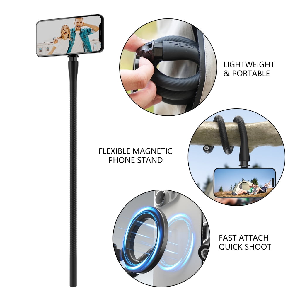 AOOOWER Phone Holder For Stroller Magnetic Suction Flexible Gooseneck Phone Holder
