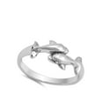 thumbnail image 4 of Two Dolphin Whale Ring .925 Sterling Silver Toe Band Jewelry Female Male Unisex Size 6, 4 of 4