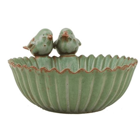Bellaven Ceramic Bird Bath Bowl Birdbath Ceramic Bowl Vintage Ceramic Bird Feeder Rustic Bird Bath Chicken Poultry Food Water Dish Retro Water Lotus Planter for Home Garden Decoration