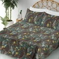 thumbnail image 3 of Ambesonne Tropical Fitted & Flat Sheet with Shams 4 Pcs Set, Exotic Wild Flowers Art, Calking, Dark Rust Teal and Yellow, 3 of 5