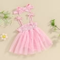 thumbnail image 2 of Bagilaanoe Newborn Baby Girl Summer Rompers Dress Daisy Print Sleeveless Bodysuits + Headband 3M 6M 12M 18M Infant Patchwork A-line Dresses, 2 of 7