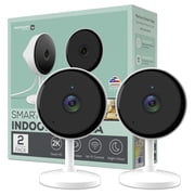 Merkury Smart 2K Indoor Security Camera, Wi-Fi Home Monitoring Camera with Night Vision, Motion Alerts (2 Pack)