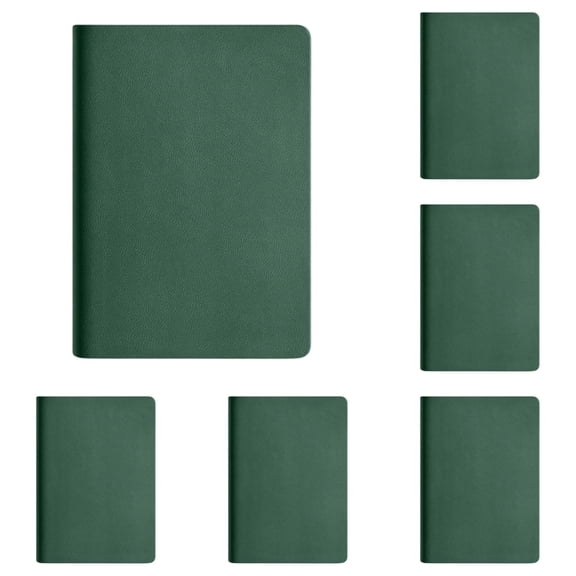 5 Pack A7 Compact Pocket Journal 3.03x4.33in, Dark Green Durable Soft Cover Sewed Notebook, Ink Block Mini Writing Pad Bundle For Home Office Daily Planning & Holiday Event Reminders