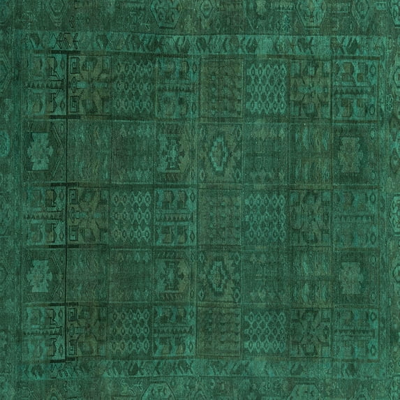 Ahgly Company Machine Washable Indoor Square Abstract Turquoise Blue Modern Area Rugs, 8' Square