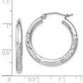 thumbnail image 2 of Beautiful Sterling Silver Rhodium-plated 3mm Satin D/C Hoop Earrings, 2 of 2