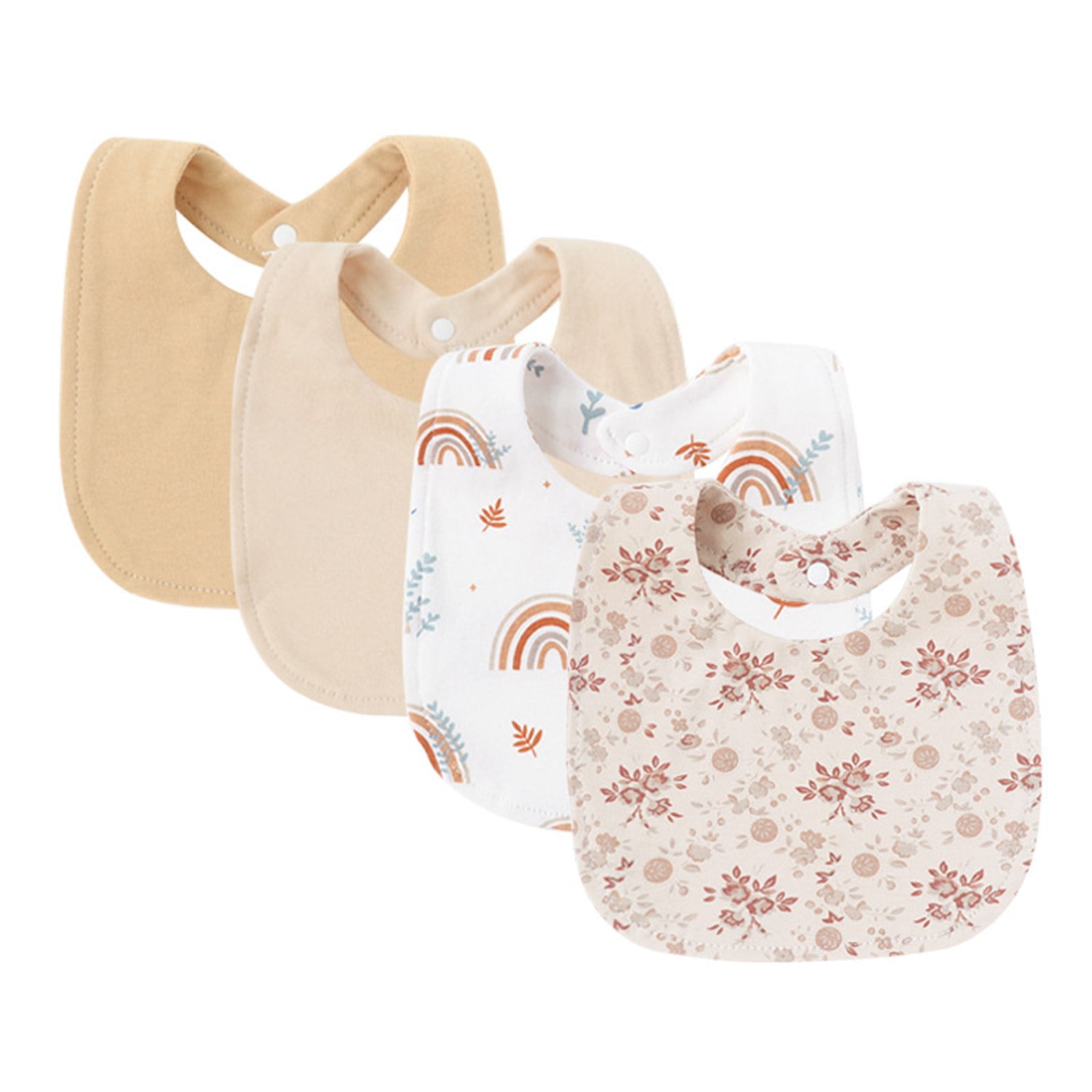 Set of 4pcs Baby Teething Bib Soft Absorbent Saliva Towels Comfortable Toddler Burp Cloths for Infants 0-2 Years