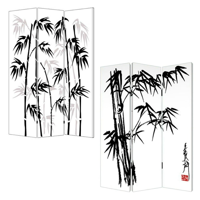 48 X 72 Multi Color Wood Canvas Bamboo Leaf Screen 48 X 72 Multi Color Wood Canvas Bamboo Leaf Screen