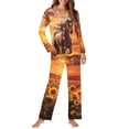 thumbnail image 4 of DISNIMO Women Pajama Sets Horse Sunflower Print Casual Loose Sleepwear 2 Piece Lounge Set with Pockets Long Sleeve Nightwear with Long Pants Soft V Neck Loungewear, 4XL, 4 of 7