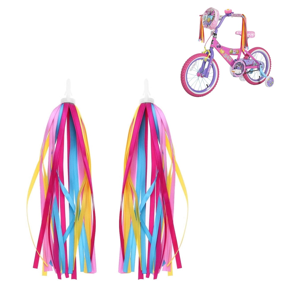 Wakauto One Pair of Kids Bicycle Tassel Ribbon Children Scooter Handlebar Streamers Bicycle Grips Ribbon Baby Carrier Accessories Easy Attach to Bikes Handlebars 
