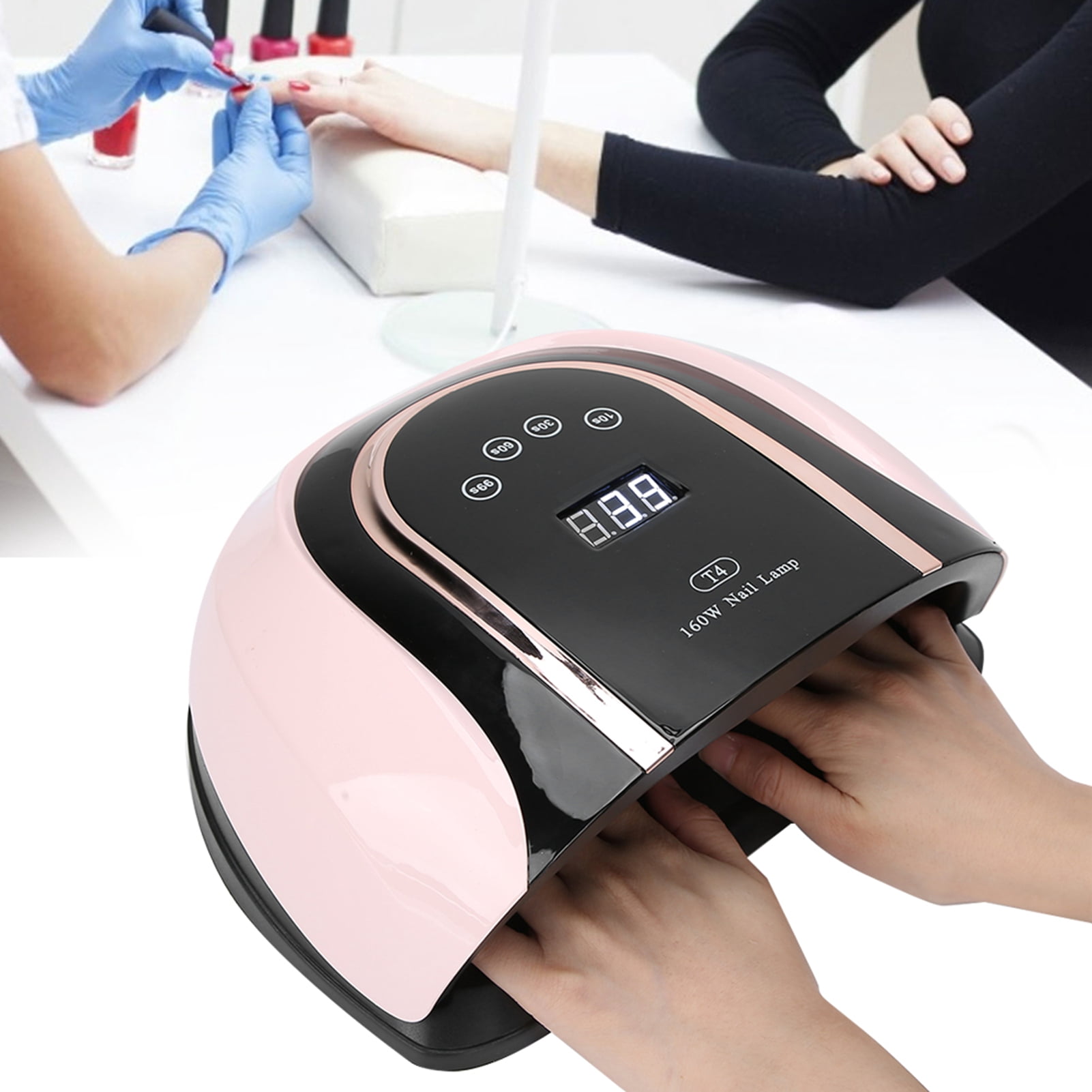 Riousery 160W LED Nail Dryer Fast Dry Nail Gel Curing Light, 54 LEDs Manicure Machine for Two Hands, Pink (11.02 inches / 28 cm)