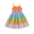 thumbnail image 2 of Baby Girl Suspender Dress Rainbow Pattern Fold Decoration Summer Princess Dress, 2 of 6