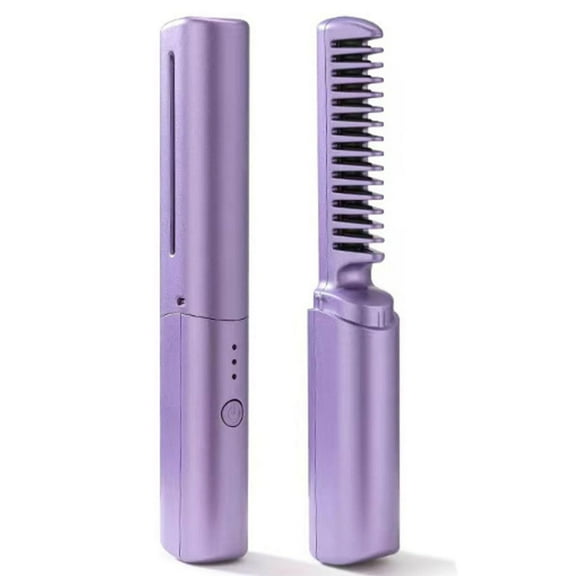 Ceramic Hairdressing Comb, Upgraded 3rd Portable Cordless 2-in-1 Electric Comb & Hair Straightener, Smooth, Frizz-Free Hair, for Straight and Curly Hairs
