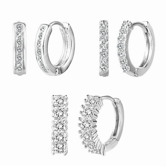 Alexcraft 14K Gold/Silver Plated Huggie Hoop Earrings, Dainty Cubic Zirconia Cartilage Earring for Sensitive Ears Hypoallergenic Lightweight