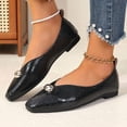 thumbnail image 4 of IEMIEMIEM Women's Metal Buckle Mary Jane Shoes Soft Leather Comfortable Ballet Flats Shoes Square Toe Casual Fashion Versatile Daily Wear Black 7.5 Wide, 4 of 8