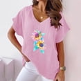 thumbnail image 1 of Qiopertar Blouses pour Femmes Col en V Imprimé T - Mode Confortable Tops Grandes Économies de Vacances! Moins de 5$ jusqu'à 90 % de Réduction, 1 of 4