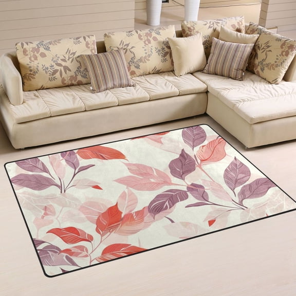 Leaves Red Area Rug Washable Floor Carpet Mat 60 x 39 inch for Bedroom Living Room Kids Room Home Decor