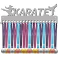 thumbnail image 2 of Karate Medal Holder Athlete Sport Medals Display Stand Wall Mount Hanger Decor Holders for Home Badge Storage 20 Hooks Runners Medalist Running Over 60 Medals Silver 15.7 x 5.6 Inch, 2 of 8