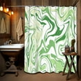 thumbnail image 5 of Aesthetic 70S Abstract Wavy Swirl Shower Curtain,Cute Sage Green Marble Bath Curtain, Modern Ombre Retro Boho Minimal Bathroom Accessories Groovy Teen Girls Bathroom Curtain Liner Set Hooks, 5 of 6