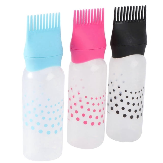 Hair Dye Bottle Hairdressing Hair Applicator for Home Salon Store Use Assorted Color Plastic Durable 3Pcs