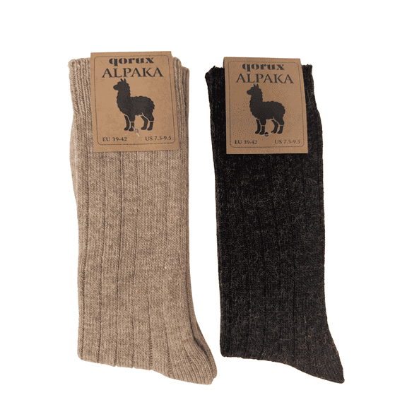 QORUX Official Alpaca Wool Socks for Men & Women, Soft Warm Breathable Everyday Crew Socks, Made in Türkiye 2 Pack