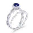 thumbnail image 4 of Two Piece Infinity Shank Round Ring Blue Sapphire CZ 925 Sterling Silver Size 6, 4 of 5