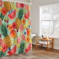 thumbnail image 4 of Summer Fruit Shower Curtain, Watercolor Watermelon Banana Pineapple Red Flowers Waterproof Shower Curtain Set with 12 Hooks Lightweight Bath Curtains Fabric Bathroom Decor 48x72 Inches, 4 of 9