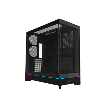 MONTECH HS02, ATX Mid-Tower PC Case, Gaming PC, High-Airflow, Reversible Layout, Sturdy Curved Tempered Glass Front Panel, Sink-in Design, Toolless Panels, Black, US