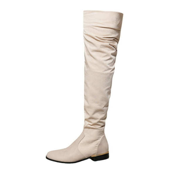 YLYL Women's Over the Knee Boots Thigh High Low Block Heel Pointed Toe Long Stretch Boots