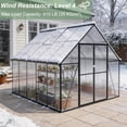thumbnail image 5 of ALAULM 8x10 ft Outdoor Polycarbonate Greenhouse with Aluminium Frame, Walk-in Greenhouse with Drainage Channel, 2 Adjustable Roof Vents, Lockable Double Doors for Garden Backyard Patio Lawn, 5 of 9