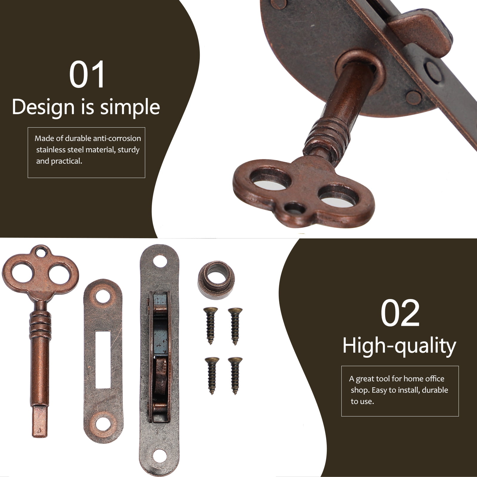 Hemoton 6 Sets  Drawer Lock Set with Key Antique Cabinet Wardrobe Furniture Lock Hardwares
