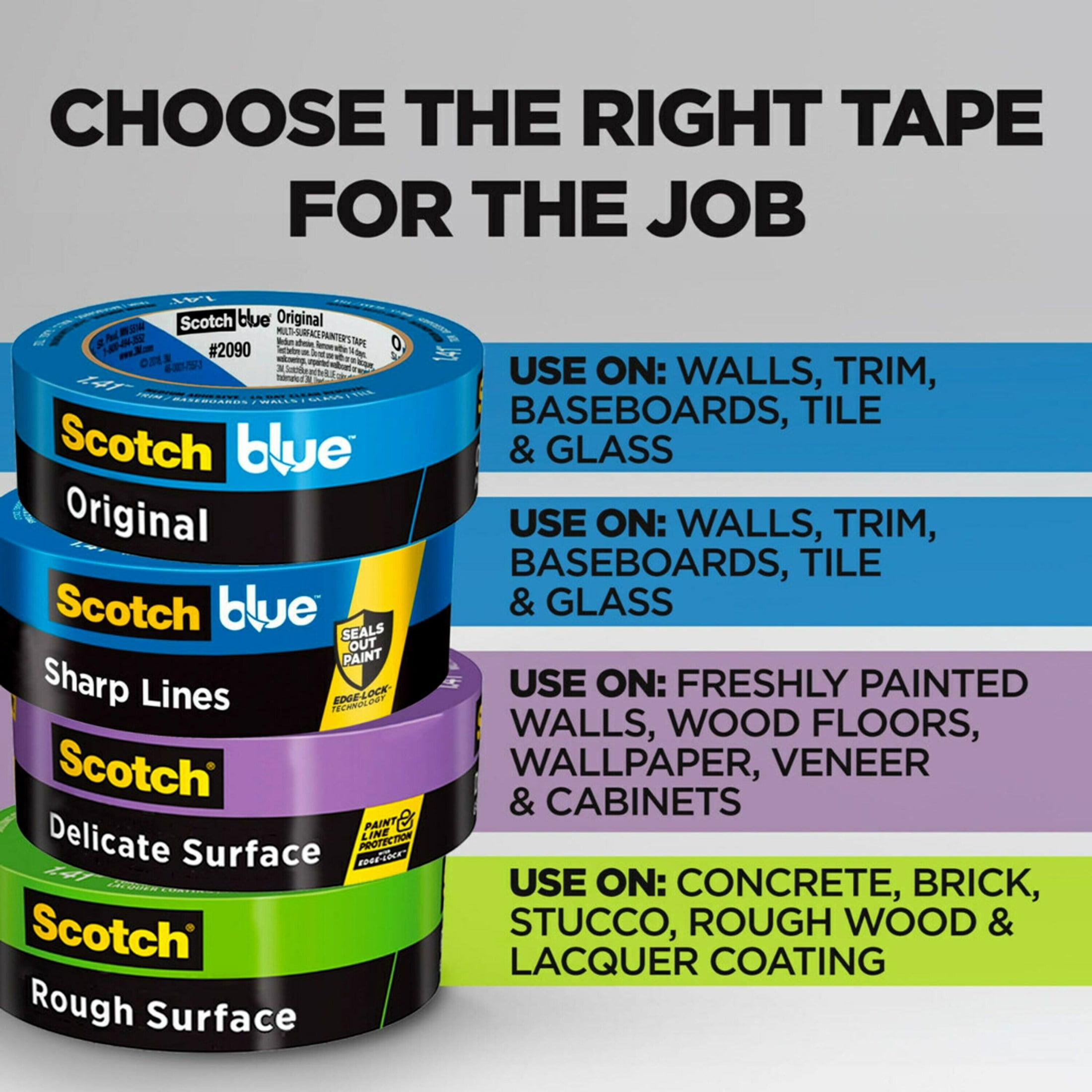 Scotch Blue Painter's Tape, 1.41 in. x 60 yd., 6 Pack, Original Multi-Surface, Paint Supplies