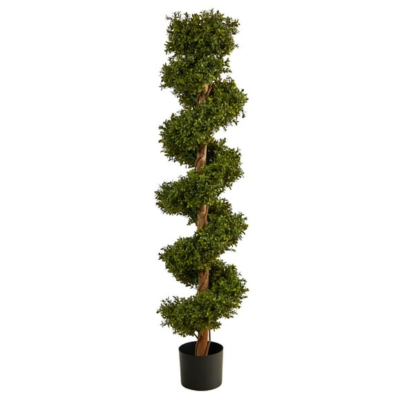 Nearly Natural 5' Plastic Boxwood Artificial Topiary, Green
