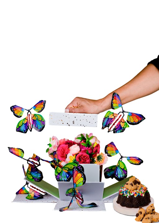 Send a Cake Birthday Explosion Box Gift with Flying Butterfly Surprise