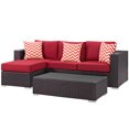 thumbnail image 1 of Lounge Sectional Sofa and Table Set, Rattan, Wicker, Dark Brown Red, Modern Contemporary Urban Design, Outdoor Patio Balcony Cafe Bistro Garden Furniture Hotel Hospitality, 1 of 6