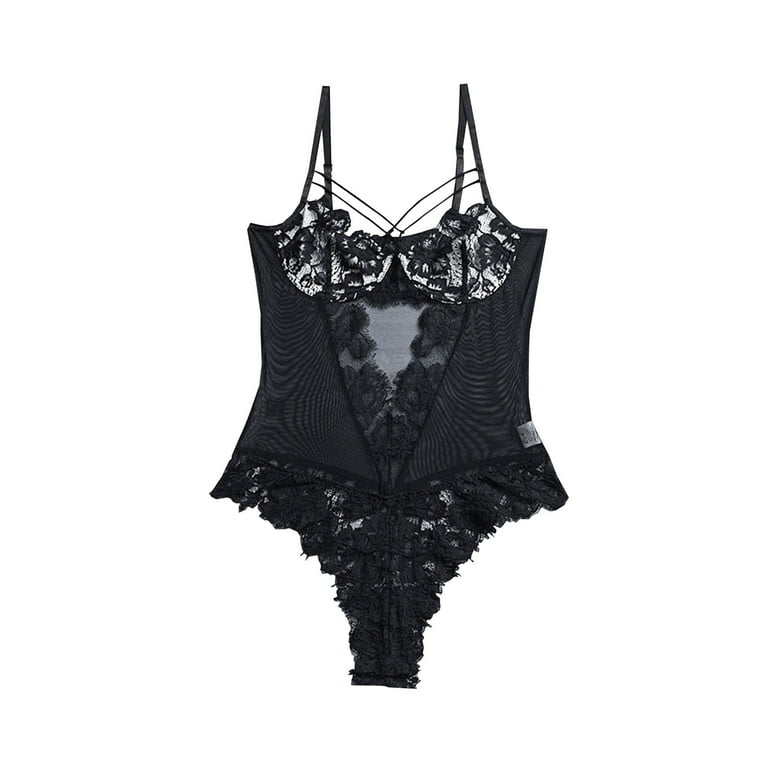 Black Lace Strappy Open Bra Bodysuit Underwear For Women Tight And Erotic  Lingerie Costume With Crotch Detail Mujer Sex Clothes From Weiyiy, $13.96