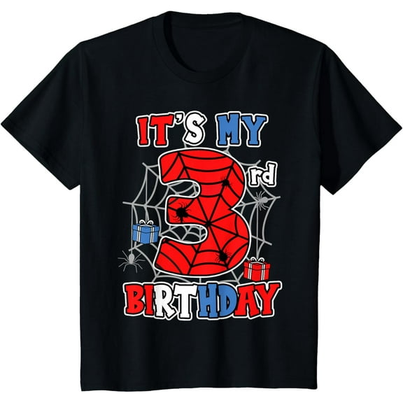 It's My 3rd Birthday Spider Theme Party 3 Year Old Boys T-Shirt