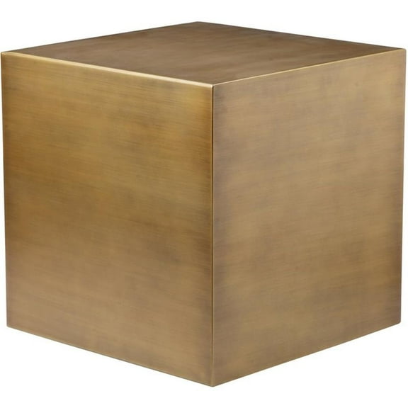 Pemberly Row Contemporary Large Metal Side Table in Brushed Brass