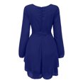thumbnail image 5 of Holloyiver Women's Solid Color Tie Long Sleeve IrregularRuffle V-Neck Dresses S-XL, 5 of 7