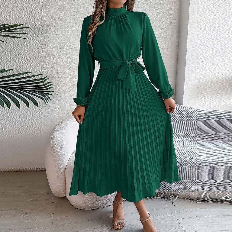 chinese dress ladies Flowy Elegant Dark Blue Long Sleeve Chiffon Long Party Dress Date Dres –  DaisyPromDress main image 0