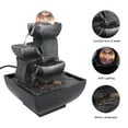 thumbnail image 3 of Small Tabletop Fountain, Relaxation Waterfall Feature Adjustable Water Flows Desktop Decor with Colorful LED Lights for Office Study and Living Room, 3 of 8