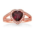 thumbnail image 2 of Gem Stone King 18K Rose Gold Plated Silver Ring Heart Shape Rhodolite Garnet and Moissanite (2.29 Cttw) (Size 7), 2 of 4