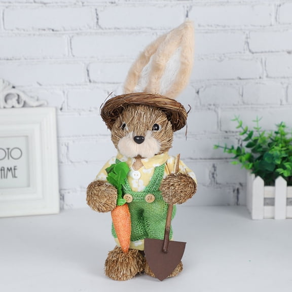Desktop Decor,Easter Simulation Bunny Home Garden Bunny Decoration Creative Straw Bunny