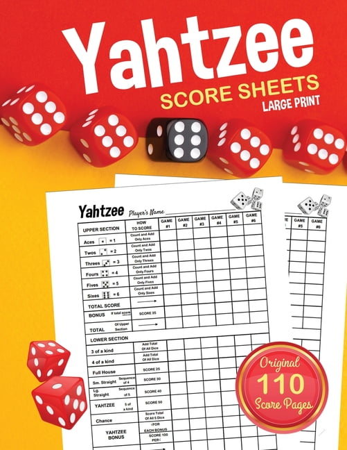 yahtzee score sheets large print score pads book paperbacklarge