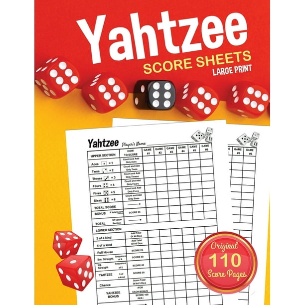 yahtzee score sheets large print score pads book paperback large print walmart com