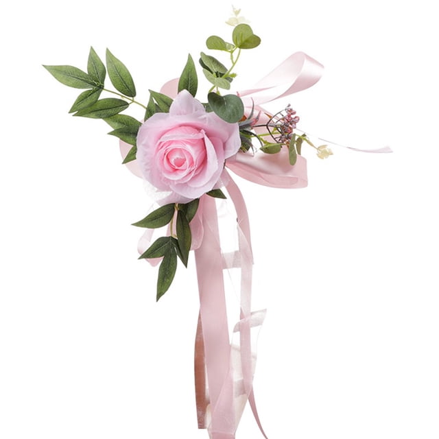 2Pcs Table Sign Decor Artificial Flower Decorative Anti Drooping Realistic Wear-resistant Wood Stake Sign for Party